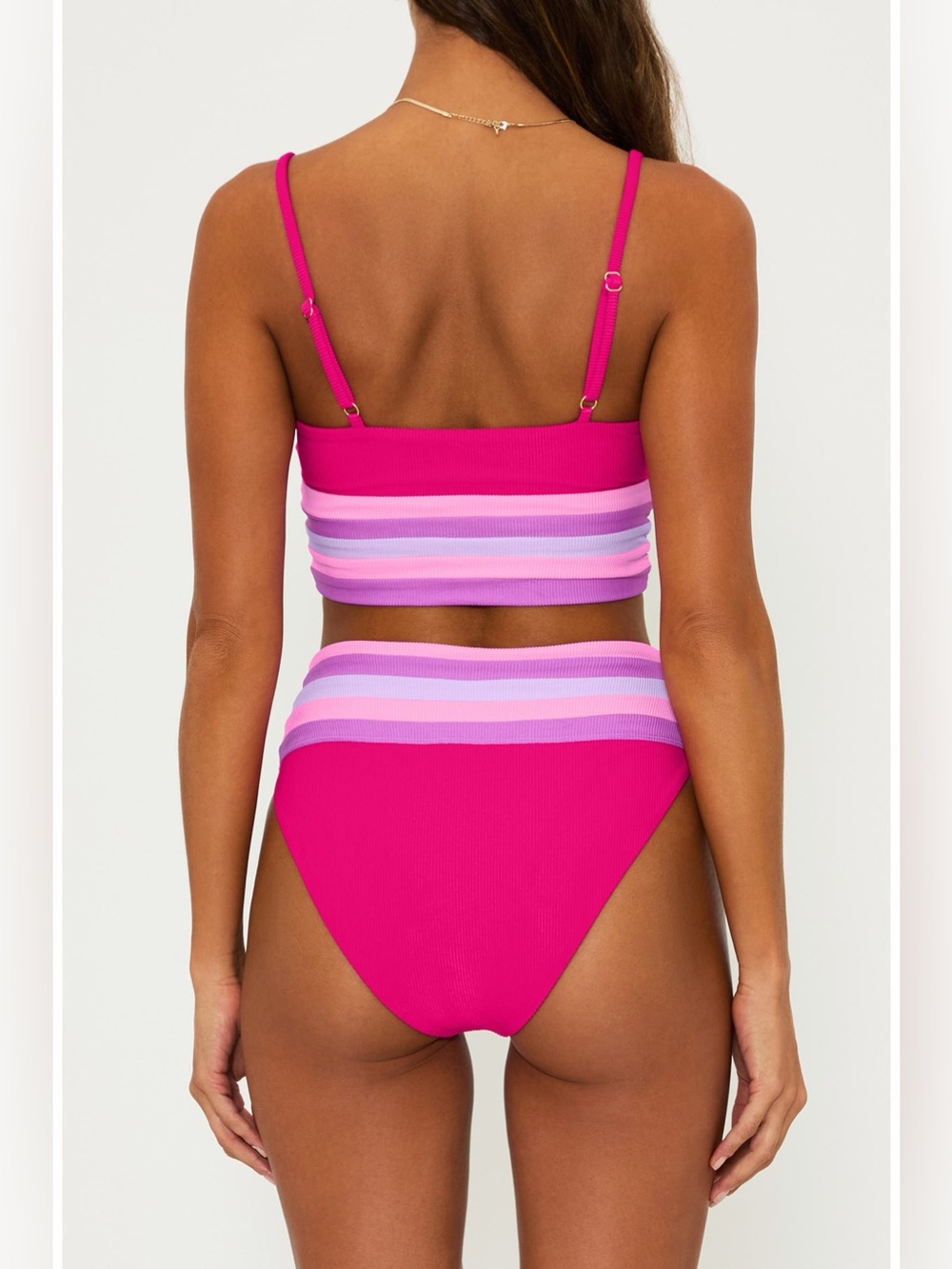 New! Beach Riot Millie High-Waist Bikini Bottom Raspberry Colorblock 3415 - Picture 3 of 10